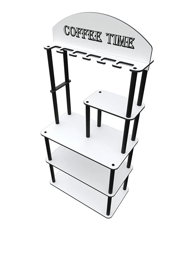 messer Coffee Tıme Çok Amaçlı Dolap Kahve Köşesi Parlak Beyaz Tüm Kahve Makineleri