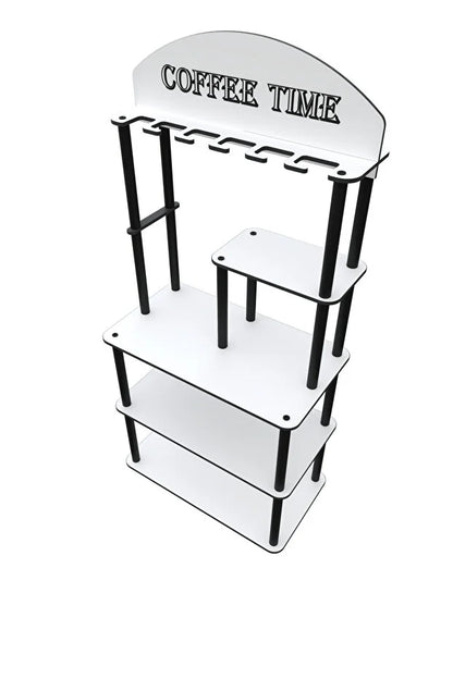 messer Coffee Tıme Çok Amaçlı Dolap Kahve Köşesi Parlak Beyaz Tüm Kahve Makineleri